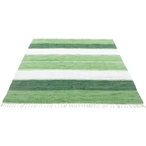 Teppich Stripe Cn, THEKO, rechteckig, Höhe: 5 mm, Flachgewebe, gestreift, reine Baumwolle, handgewebt, mit Fransen