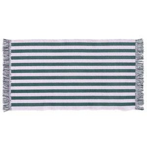 Teppich Stripes and stripes textil grün / 95 x 52 cm - Baumwolle - Hay - Grün