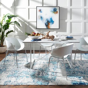 Teppich SURYA Abstract Teppiche Gr. B/L: 200 cm x 275 cm, 11 mm, 1 St., blau Esszimmerteppiche Modern Marmor Design, Wohnzimmerteppich, Schlafzimmer