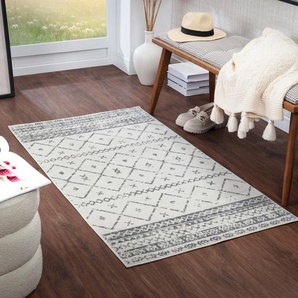 Teppich SURYA Modern Teppiche Gr. B/L: 200 cm x 275 cm, 9 mm, 1 St., weiß Esszimmerteppiche Berber, Ethnisch Boho Kurzflor Wohnzimmerteppich, Schlafzimmer
