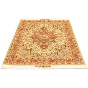 Teppich Täbriz 50 Raj Teppich handgeknüpft beige, morgenland, rechteckig, Höhe: 7 mm, handgeknüpft