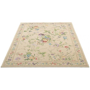 Teppich THEKO Flomi Sagrini Teppiche Gr. B/L: 160 cm x 230 cm, 4 mm, 1 St., beige Baumwollteppiche Flachgewebe, Pastell-Farben, Blumen Design