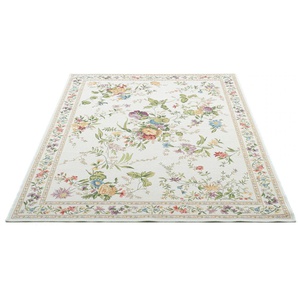 Teppich THEKO Flomi Sagrini Teppiche Gr. B/L: 240 cm x 330 cm, 4 mm, 1 St., beige (creme) Baumwollteppiche Flachgewebe, Pastell-Farben, Blumen Design