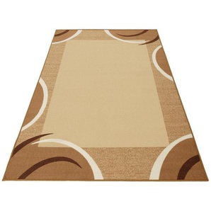 Teppich THEKO Loures Teppiche Gr. B/L: 240 cm x 340 cm, 6 mm, 1 St., braun Esszimmerteppiche Kurzflor, mit moderner Bordüre, ideal im Wohnzimmer & Schlafzimmer