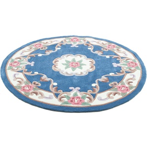 Teppich THEKO Ming Teppiche Gr. Ø 150 cm, 14 mm, 1 St., blau Orientalische Muster hochwertiges Acrylgarn, ideal im Wohnzimmer & Schlafzimmer