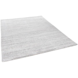 Teppich THEKO San Diego Teppiche Gr. B/L: 90 cm x 160 cm, 13 mm, 1 St., grau Schurwollteppiche handgewebt, Knüpfoptik, meliert, leichter seidiger Glanz