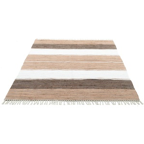 Teppich THEKO Stripe Cotton Teppiche Gr. B/L: 160 cm x 230 cm, 5 mm, 1 St., braun Baumwollteppiche
