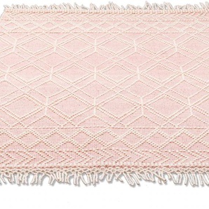 Teppich TOM TAILOR HOME Colored Macrame Teppiche Gr. B/L: 160 cm x 230 cm, 10 mm, 1 St., rosa Schurwollteppiche Handweb Teppich, reine Wolle, handgewebt, mit Fransen, Scandi Design