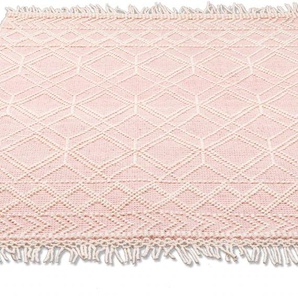 Teppich TOM TAILOR HOME Colored Macrame Teppiche Gr. B/L: 190 cm x 290 cm, 10 mm, 1 St., rosa Schurwollteppiche Handweb Teppich, reine Wolle, handgewebt, mit Fransen, Scandi Design