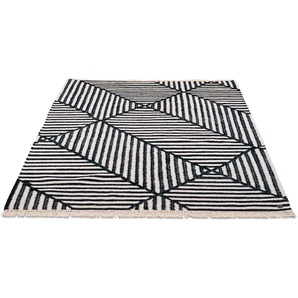 Teppich TOM TAILOR HOME Criss Cross Teppiche Gr. B/L: 160 cm x 230 cm, 5 mm, 1 St., schwarz-weiß (weiß, schwarz) Baumwollteppiche