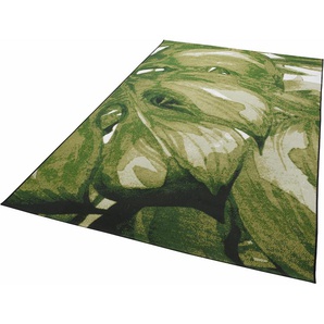 Teppich TOM TAILOR HOME Garden Palm Teppiche Gr. B/L: 123 cm x 180 cm, 3 mm, 1 St., grün (hellgrün) Esszimmerteppiche Flachgewebe, In- und Outdoor geeignet, Wohnzimmer