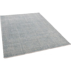 Teppich TOM TAILOR HOME Groove Teppiche Gr. B/L: 85 cm x 155 cm, 15 mm, 1 St., blau (türkis) Schurwollteppiche