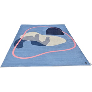 Teppich TOM TAILOR HOME Shapes - FIVE Teppiche Gr. B/L: 140 cm x 200 cm, 5 mm, 1 St., blau Esszimmerteppiche Kurzflor, bedruckt, modernes Design