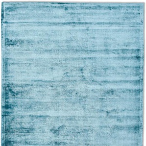 Teppich TOM TAILOR HOME Shine uni Teppiche Gr. B/L: 160 cm x 230 cm, 8 mm, 1 St., blau (aquablau) Esszimmerteppiche Handweb Teppich, 100% Viskose, handgewebt, mit elegantem Schimmer