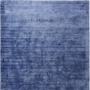 Teppich TOM TAILOR HOME Shine uni Teppiche Gr. B/L: 85 cm x 155 cm, 8 mm, 1 St., blau (navy) Esszimmerteppiche Handweb Teppich, 100% Viskose, handgewebt, mit elegantem Schimmer