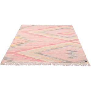 Teppich TOM TAILOR HOME Vintage ZigZag Teppiche Gr. B/L: 160 cm x 230 cm, 5 mm, 1 St., lila (beere) Schurwollteppiche