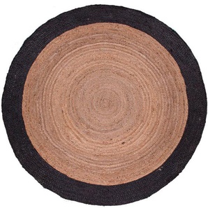 Paco Home Teppich Viborg 594, rund, Höhe: 6 mm, Jute, Modern, Boho, Ethno, Handgefertigter Natur-Teppich
