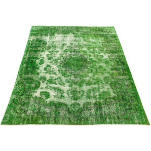 Teppich Vintage - 392 x 294 cm - grün, morgenland, rechteckig, Höhe: 8 mm, Wohnzimmer, Handgeknüpft, Einzelstück mit Zertifikat