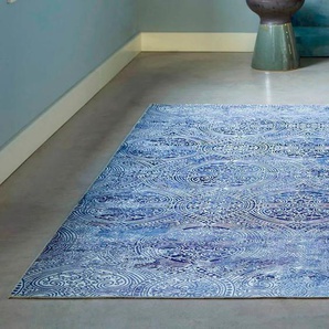 Teppich WECON HOME Grace Teppiche Gr. B/L: 190 cm x 290 cm, 6 mm, 1 St., blau (blau, silberfarben) Orientalische Muster