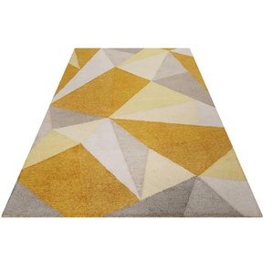 Teppich WECON HOME Next Time 2.0 Teppiche Gr. B/L: 160 cm x 230 cm, 8 mm, 1 St., gelb Esszimmerteppiche modern, handgefertigt, geometrisches Design für Wohn-, Schlafzimmer