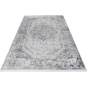 Teppich WECON HOME SoHo Touch Teppiche Gr. B/L: 120 cm x 170 cm, 7 mm, 1 St., grau (grau, blau) Orientalische Muster Hoch-Tief-Struktur, Wohnzimmer