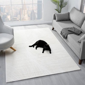 Teppich Wohnzimmer Teppich Schlafzimmer, flur, küche Kurzflor Boho Design Unifarbe Hoch-Tief-Effekt Modern 3D Weich,Creme, 160x230 cm
