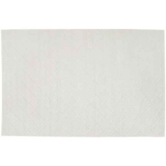 Teppich Cremeweiß Wolle Baumwolle 160 x 230 cm Kurzflor Elegant Handgefertigt Rechteckig