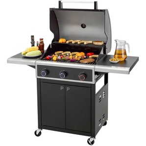 Gasgrill TEPRO Bellmore 3 Grills Gr. B/H/T: 136 cm x 108 cm x 62 cm, grau (schwarz, edelstahlfarben) Gasgrills BxTxH: 136x62x108 cm