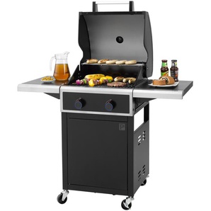 Gasgrill TEPRO Keansburg 2 Grills Gr. B/H/T: 118 cm x 114,6 cm x 59,2 cm, grau (schwarz, edelstahlfarben) Gasgrills BxTxH: 118x59,2x114,6 cm