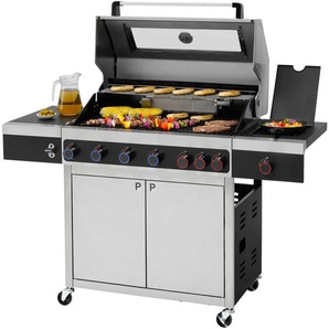 Gasgrill TEPRO Keansburg 6 Special Edition Grills Gr. B/H/T: 152 cm x 118 cm x 62 cm, grau (schwarz, edelstahlfarben) Gasgrills BxTxH: 152x62x118 cm