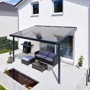 Terrassendach GUTTA Premium Terrassenüberdachungen Gr. B/H/T: 410,2 cm x 300 cm x 306 cm, einbrennlackiert, grau (anthrazit) Überdachungen BxT: 410x306 cm, Dach Polycarbonat bronce
