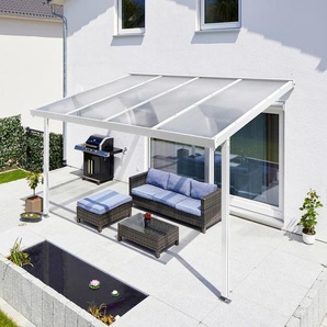 Terrassendach GUTTA Premium Terrassenüberdachungen Gr. B/H/T: 410,2 cm x 300 cm x 306 cm, einbrennlackiert, weiß Überdachungen BxT: 410x306 cm, Dach Acryl klar