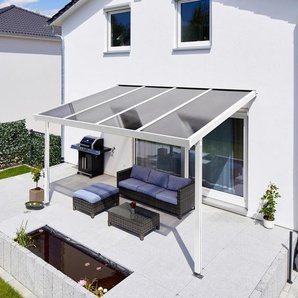 Terrassendach GUTTA Premium Terrassenüberdachungen Gr. B/H/T: 410,2 cm x 300 cm x 306 cm, einbrennlackiert, weiß Überdachungen BxT: 410x306 cm, Dach Polycarbonat bronce
