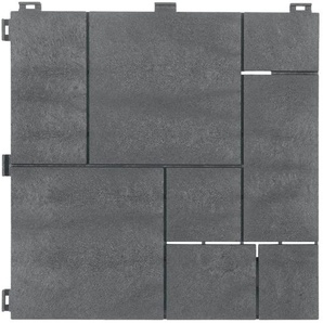 Terrassenfliese Steel Grey 30X30Cm 6-Er Set, Edelstahl, Kunststoff, 31.8x8.3x31.8 cm, Gartenzubehör, Terrassen- & Balkonböden, Terrassenfliesen