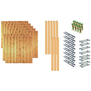 Bohlenzaun TETZNER & JENTZSCH Los Angeles 5, grün (grün, braun), H:180cm, Holz, Stahl, Zaunelemente, 7 Elemente, LxH: 1332x180 cm, Topseller