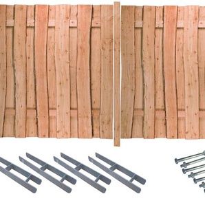 TETZNER & JENTZSCH Sichtschutzelement LAKEWOOD 1 Zaunelemente Rustikale Optik dank Fertigung aus Bonanzabohlen Gr. H/L: 180 cm x 5,76 m H/L: 180 cm, beige (natur) Sichtschutzelemente