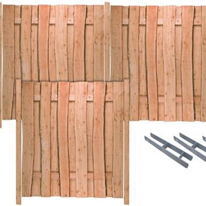 TETZNER & JENTZSCH Sichtschutzelement LAKEWOOD 4 Zaunelemente Rustikale Optik dank Fertigung aus Bonanzabohlen Gr. H/L: 180 cm x 11,43 m H/L: 180 cm, beige (natur) Sichtschutzelemente