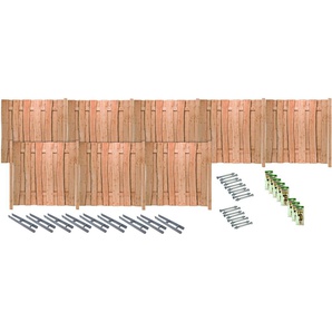 TETZNER & JENTZSCH Sichtschutzelement LAKEWOOD 6 Zaunelemente Rustikale Optik dank Fertigung aus Bonanzabohlen Gr. H/L: 180 cm x 15,21 m H/L: 180 cm, beige (natur) Sichtschutzelemente