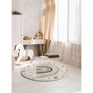 The Carpet - Beat Kids Moderner Weicher Kinderteppich, Weicher Flor, Pflegeleicht, Farbecht, Creme, 120 x 120 cm