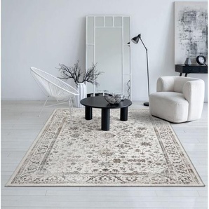 the carpet Mila moderner Teppich Wohnzimmer, elegant glänzender Kurzflor, Creme, 080 x 150 cm