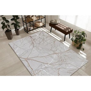 The Carpet - Mila moderner Teppich Wohnzimmer, elegant glänzender Kurzflor, Grau, 080 x 150 cm