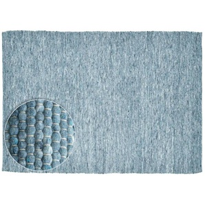 THEKO Handwebteppich - blau - Wolle - 40 cm - 1,2 cm | Möbel Kraft