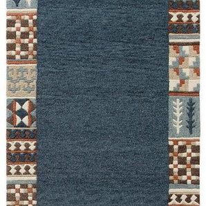 THEKO Läufer Nuno, reine Wolle, handgearbeitet, mit Bordüre, rechteckig, Höhe: 14 mm, handgetuftet, Brücke, Wohnzimmer, Schlafzimmer, Esszimmer
