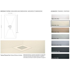 Thermiket - Duschwanne aus Kunstharz – Breite 110 – Creme Ral-1013 – 110 x 110 cm
