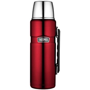 Thermos Isolierflasche Stainless King, Rot, Metall, 1,2 L, doppelwandig, schlag- und bruchfest, lebensmittelecht, Vakuum, 100% dicht, abnehmbarer
