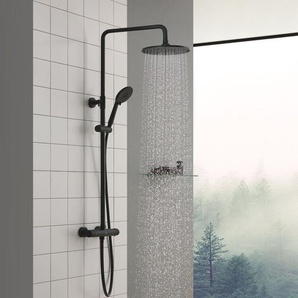 Thermostat-Duschsäule mit Mischbatterie, Brausegarnitur, höhenverstellbar, Thermostat-Brausemischer mit Brausekopf und Brausebatterie - Cecipa