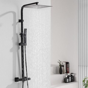 Ubeegol - Thermostatische Duschsäule Duschsystem Höhenverstellbare Duschsäule mit Großer Quadratischer 12-Zoll-Deckenbrause Schwarzes Duschset