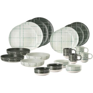 Thomas Kombiservice FUN - Karo Mixed, Mehrfarbig, Keramik, 20-teilig, 490 ml,850 ml, 28.3x28x41 cm, DIN EN ISO 14001, DIN EN ISO 9001, Essen & Trinken, Geschirr, Geschirr-Sets, Kombiservice