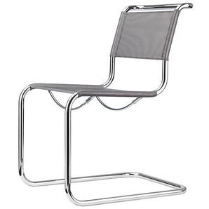 Thonet Freischwinger S33 Netzbespannung silberfarben, Designer Mart Stam, 85x49x66 cm