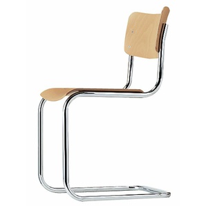 Thonet Freischwinger S43 Buche natur klar lackiert braun, Designer Mart Stam, 83x44x53 cm